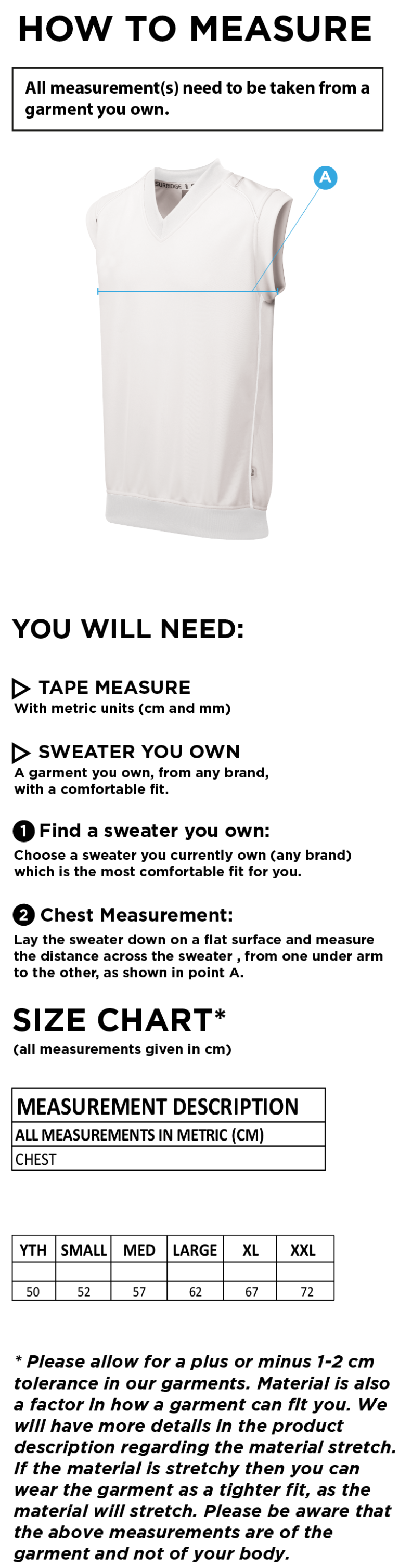 Maori Oxshott CC - Curve Sleeveless Sweater - Size Guide