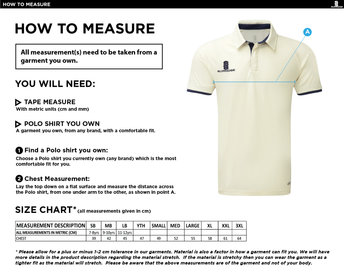 Maori Oxshott CC - Ergo S/S Shirt - Size Guide