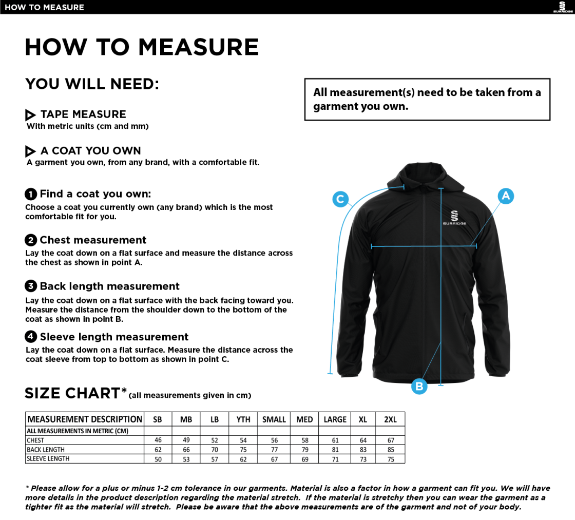 MAORI OXSHOTT CC Dual Elite 1/4 Zip Hoody / Rain Jacket : Navy - Size Guide