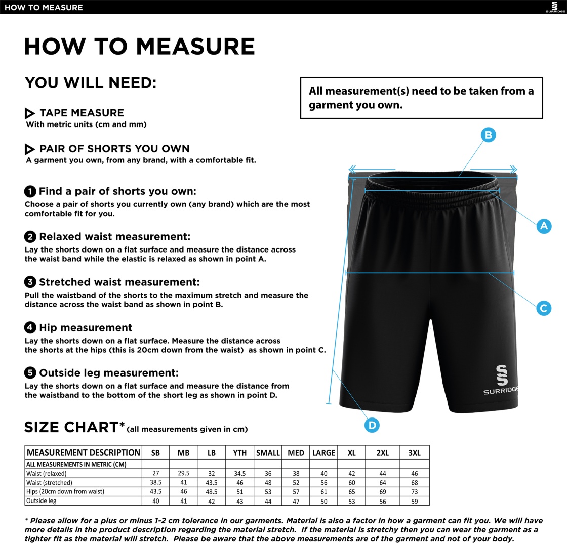 Maori Oxshott CC - Blade Shorts - Size Guide