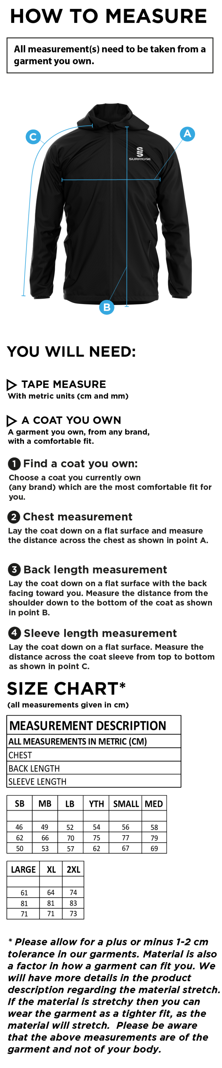 MAORI OXSHOTT CC Dual Elite 1/4 Zip Hoody / Rain Jacket : Navy - Size Guide